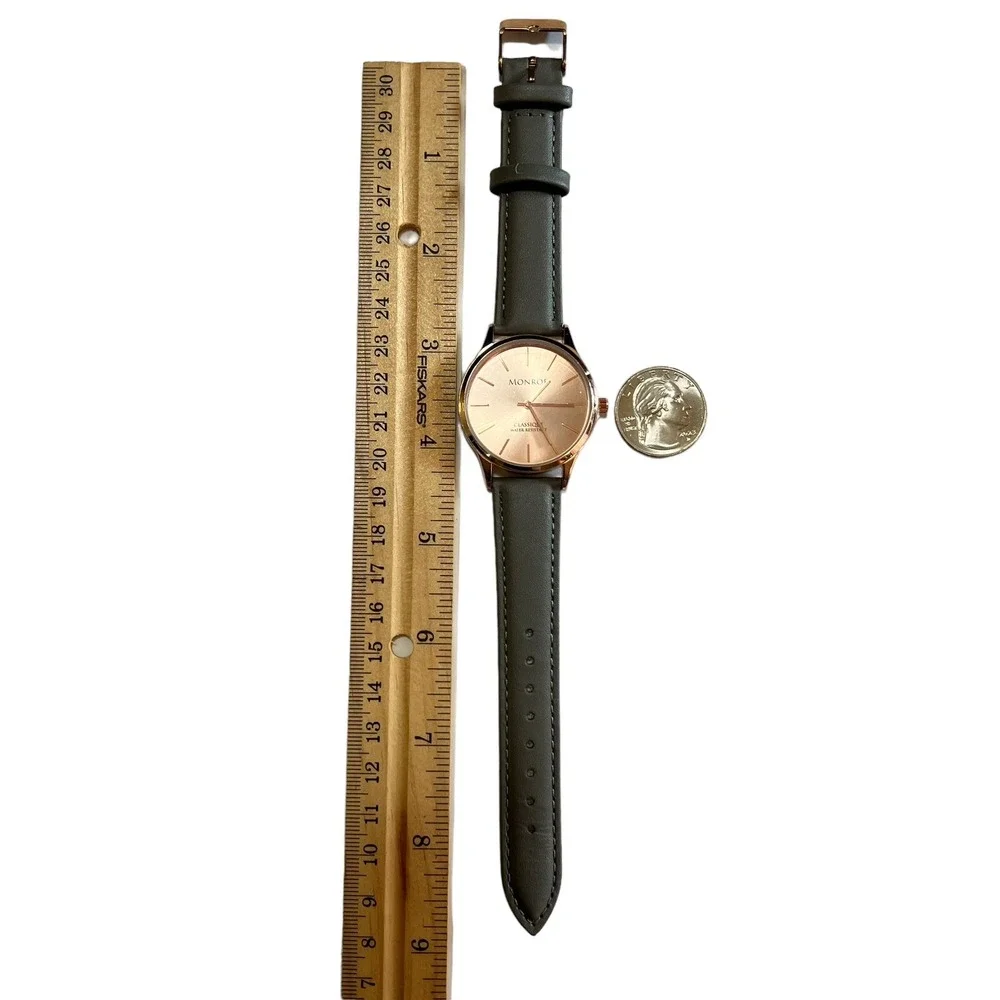 Monroé Women's‎ Watches SOLÉROSE - CHARCOAL LEATHER -Water Resistant - 9 in